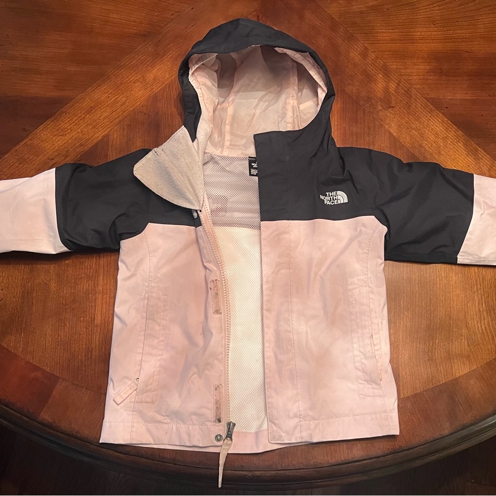 The North Face Light Pink and Black Toddler Jacket Triclimate